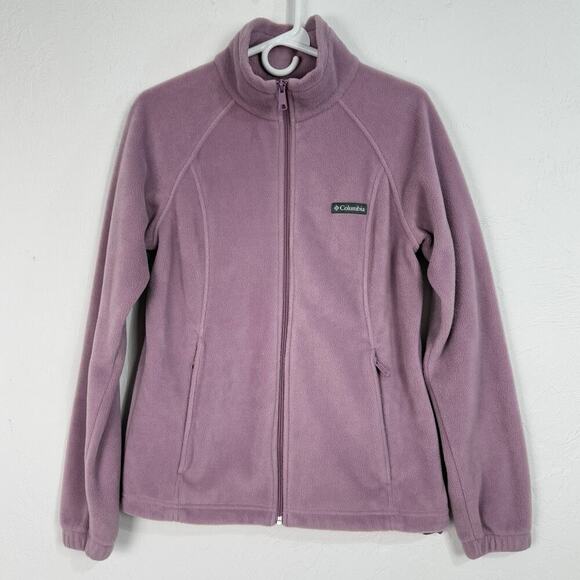Columbia Fleece Jacket Womens‎ Medium Lavender Pink Soft Comfort Zip Pockets EUC - Picture 1 of 10